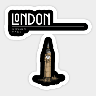 London, Big Ben, coordinates Sticker